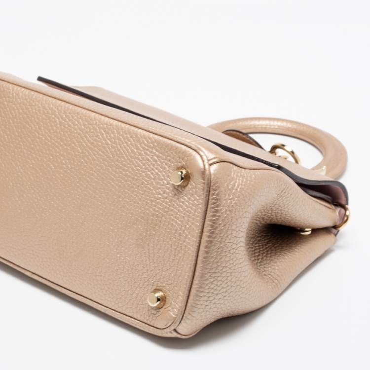 Pre Owned Dior Metallic Gold Leather Small Be Dior Flap Top Handle Bag