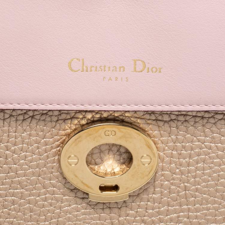 Pre Owned Dior Metallic Gold Leather Small Be Dior Flap Top Handle Bag