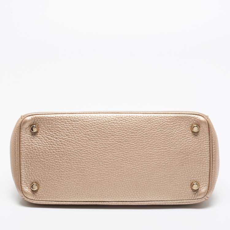 Pre Owned Dior Metallic Gold Leather Small Be Dior Flap Top Handle Bag
