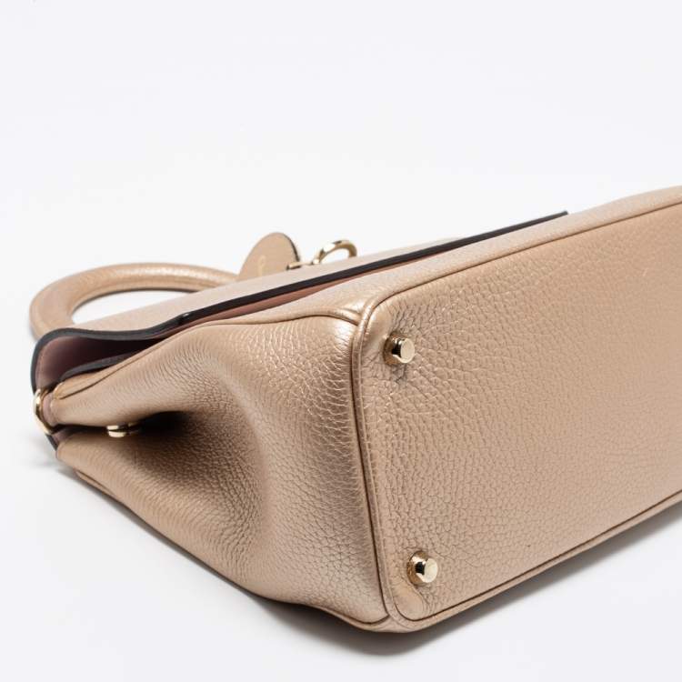 Pre Owned Dior Metallic Gold Leather Small Be Dior Flap Top Handle Bag