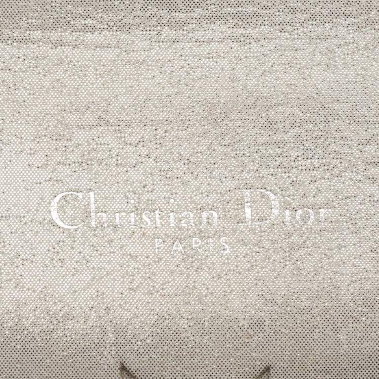 Pre Owned Dior Grey Shimmer Suede Diorama Wallet on Chain
