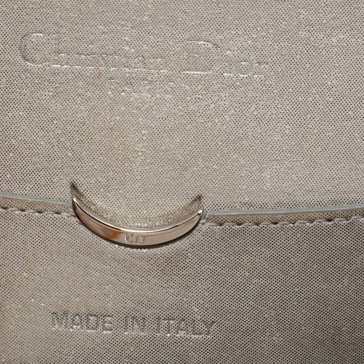 Pre Owned Dior Grey Shimmer Suede Diorama Wallet on Chain
