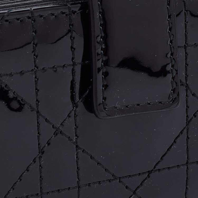 Pre Owned Dior Black Cannage Patent Leather Lady Dior 5 Gusset Card Holder