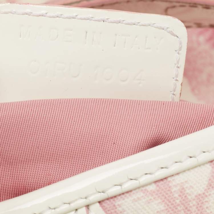 Pre Owned Dior Dark Pink/White Printed Canvas and Patent Leather Saddle Bag
