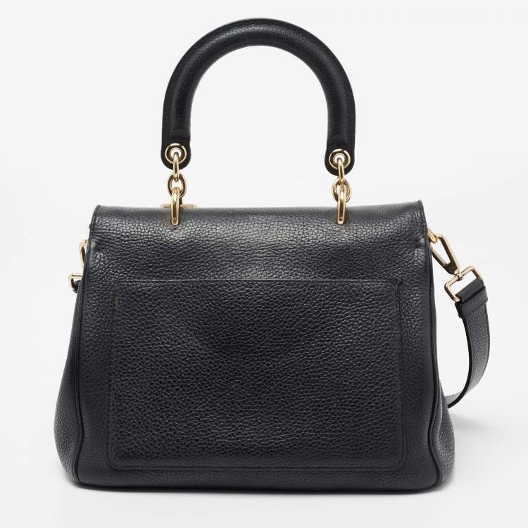 Pre Owned Dior Black Leather Small Be Dior Flap Top Handle Bag