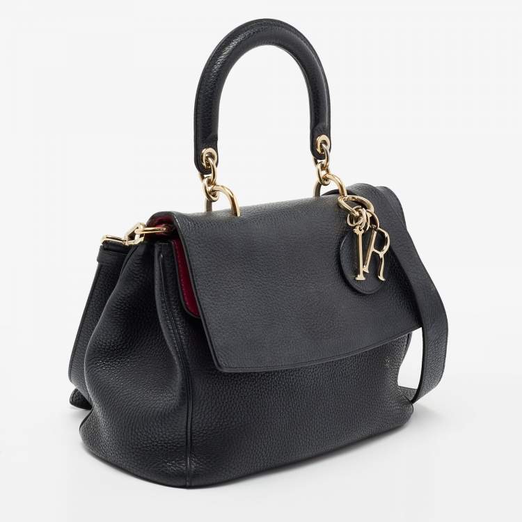 Pre Owned Dior Black Leather Small Be Dior Flap Top Handle Bag