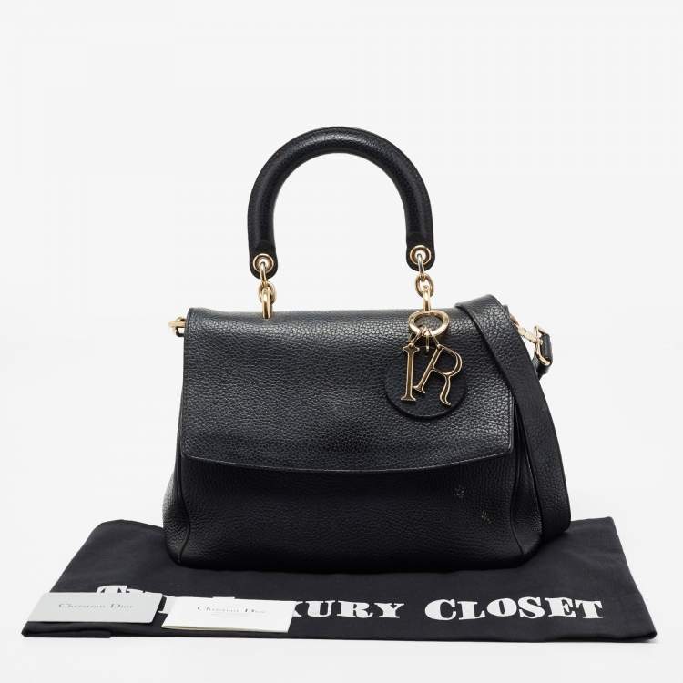 Pre Owned Dior Black Leather Small Be Dior Flap Top Handle Bag