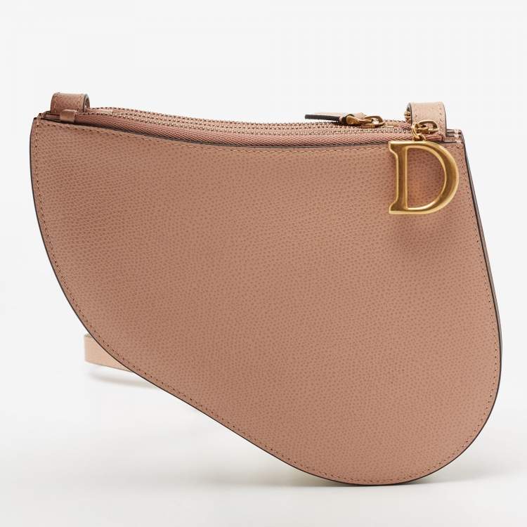 Pre Owned Dior Beige Leather Saddle Triple Zip Crossbody Bag