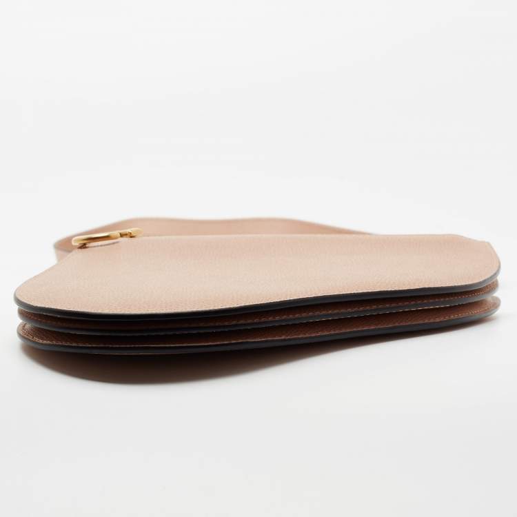 Pre Owned Dior Beige Leather Saddle Triple Zip Crossbody Bag