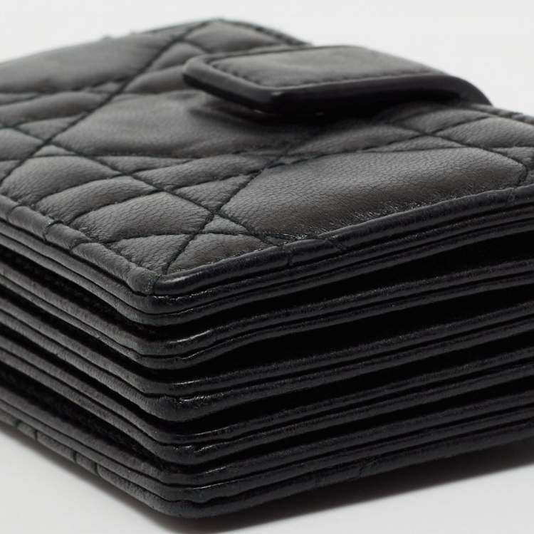 Pre Owned Dior Black Cannage Leather Lady Dior 5 Gusset Card Holder