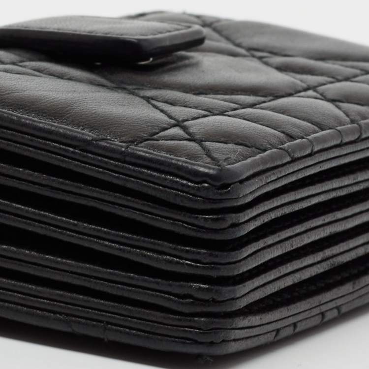 Pre Owned Dior Black Cannage Leather Lady Dior 5 Gusset Card Holder