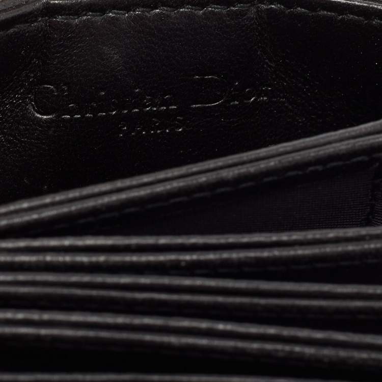 Pre Owned Dior Black Cannage Leather Lady Dior 5 Gusset Card Holder