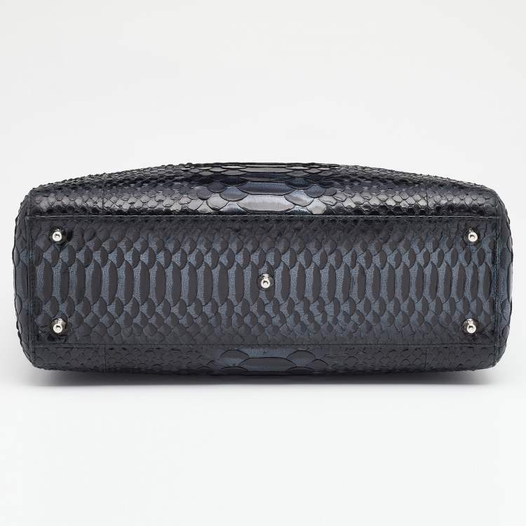 Pre Owned Dior Black Python Leather Lady Dior Tote