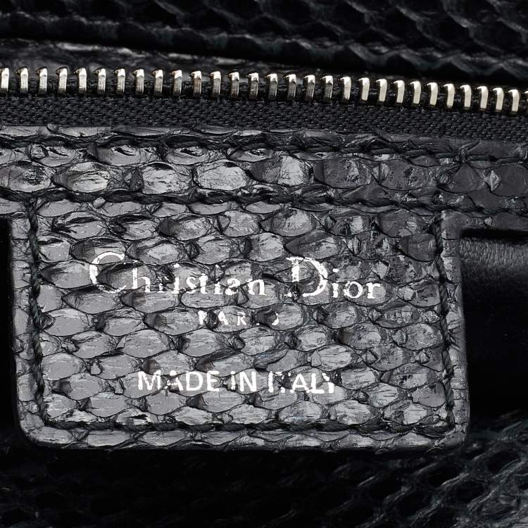 Pre Owned Dior Black Python Leather Lady Dior Tote