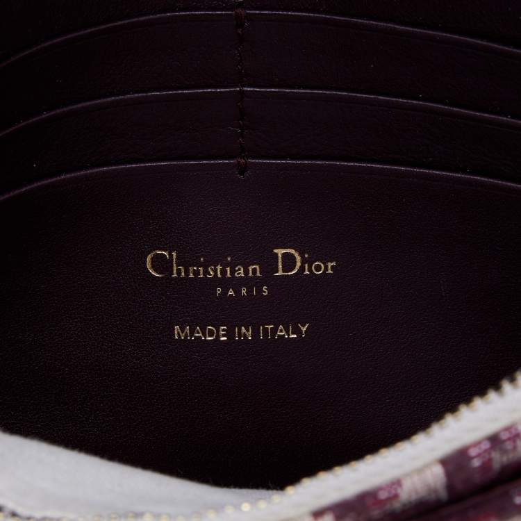 Pre Owned Dior Burgundy/Beige Oblique Canvas Saddle Chain Pouch