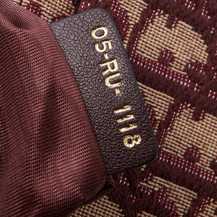 Pre Owned Dior Burgundy/Beige Oblique Canvas Saddle Chain Pouch