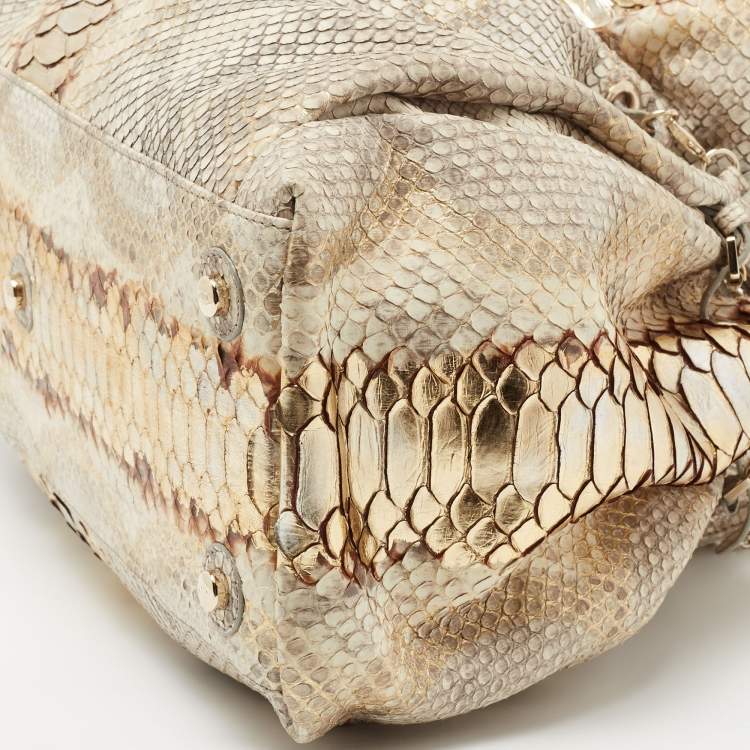 Pre Owned Dior Beige/Gold Python Le Trente Hobo