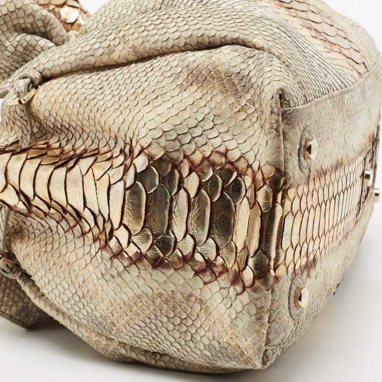 Pre Owned Dior Beige/Gold Python Le Trente Hobo