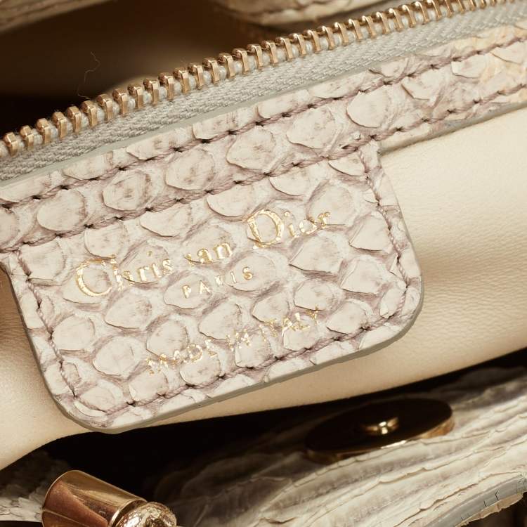 Pre Owned Dior Beige/Gold Python Le Trente Hobo