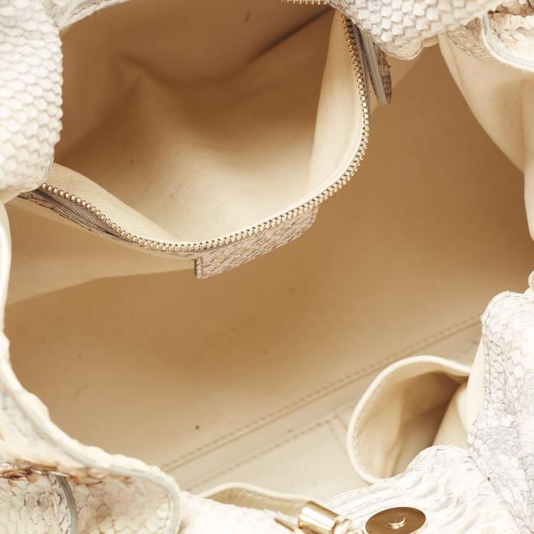 Pre Owned Dior Beige/Gold Python Le Trente Hobo