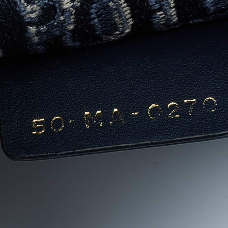 Pre Owned Dior Navy Blue Oblique Embroidered Velvet Medium Book Tote