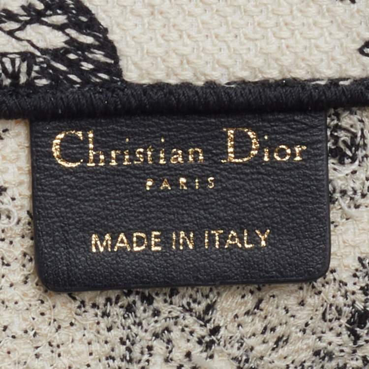 Pre Owned Dior White/Black Canvas Zodiac Embroidery Hercules Small Book Tote