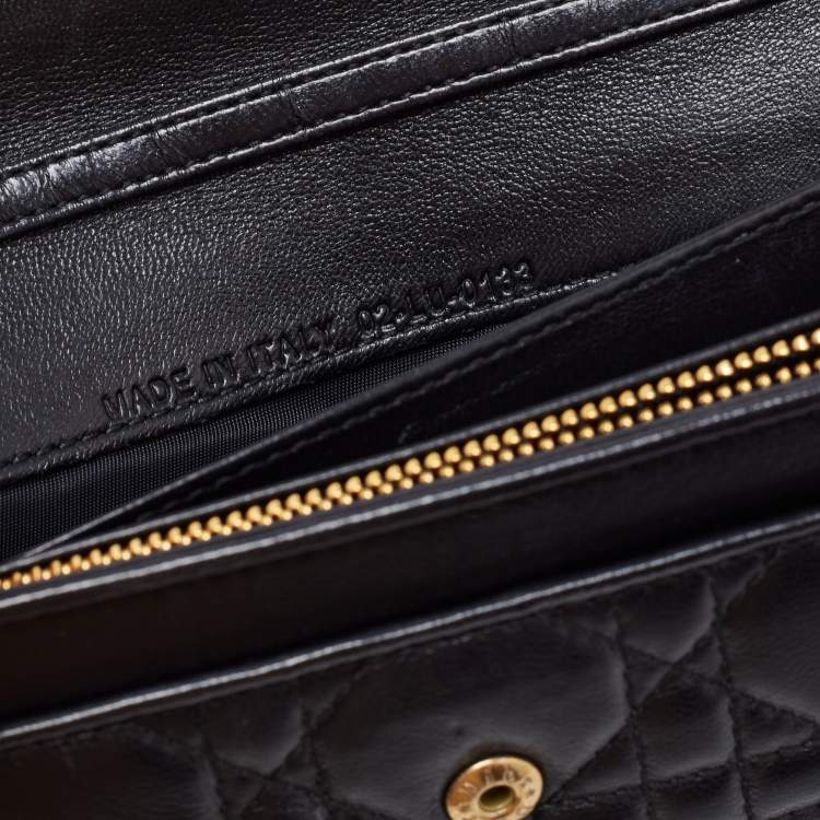 Pre Owned Dior Black Cannage Leather Lady Dior Wallet on Chain