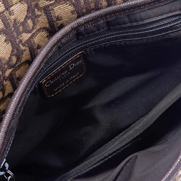 Pre Owned Dior Beige/Brown Oblique Canvas Saddle Shoulder Bag