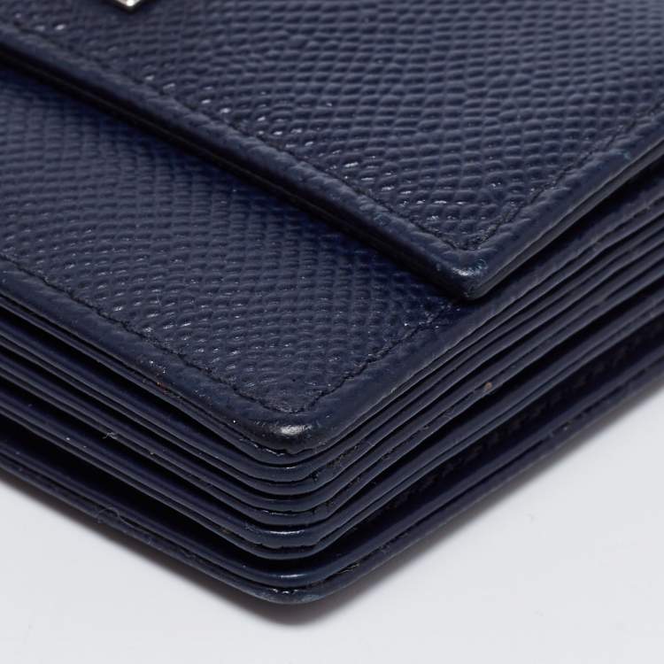 Pre Owned Dior Navy Blue Leather Turn Me Gusset Card Case