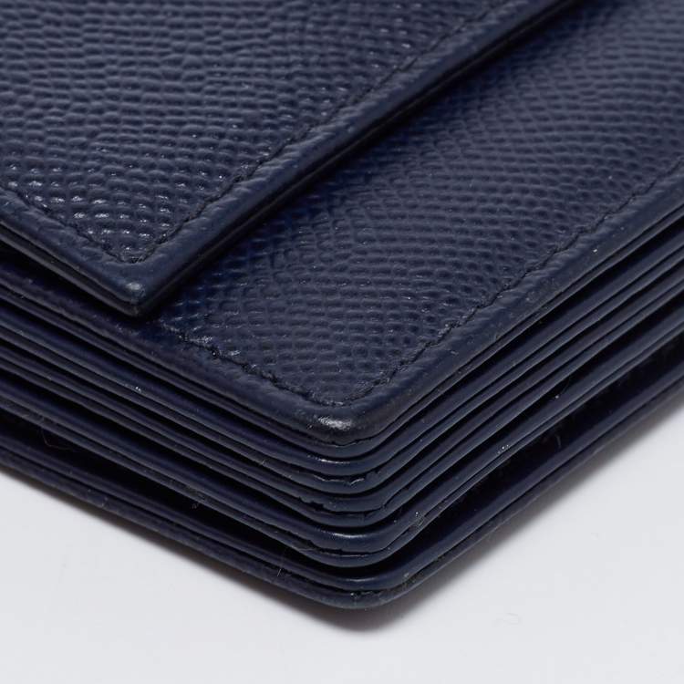 Pre Owned Dior Navy Blue Leather Turn Me Gusset Card Case