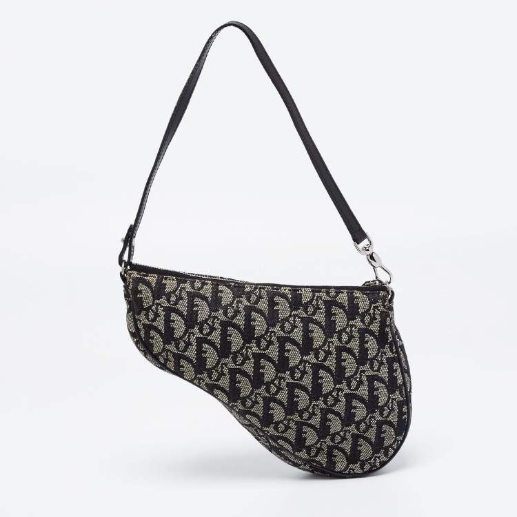 Pre Owned Dior Black Diorisimmo Canvas and Leather Saddle Shoulder Bag