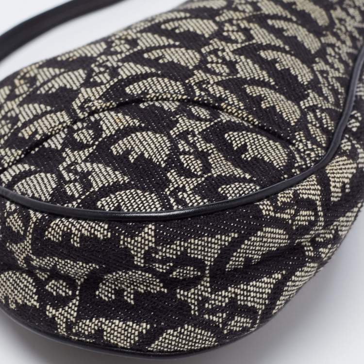 Pre Owned Dior Black Diorisimmo Canvas and Leather Saddle Shoulder Bag
