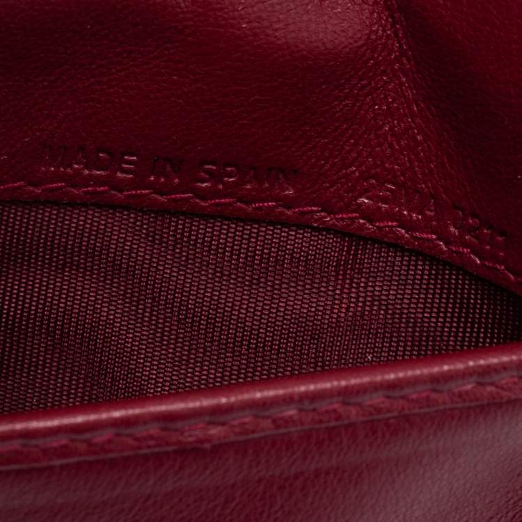 Pre Owned Dior Maroon Cannage Patent Leather Lady Dior Card Holder