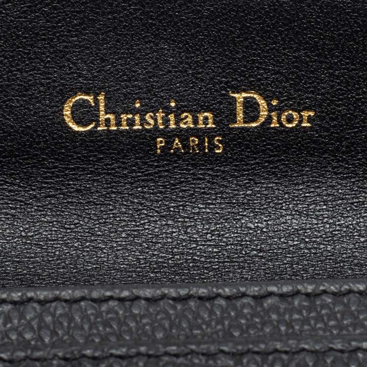Pre Owned Dior Black Leather Saddle Card Holder