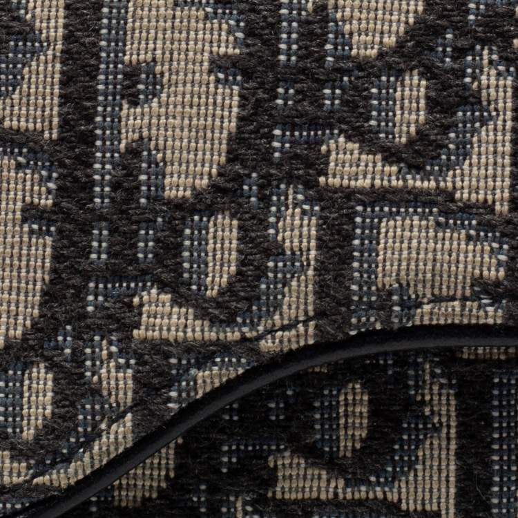 Pre Owned Dior Blue Oblique Canvas Saddle Card Holder