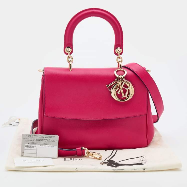 Pre Owned Dior Pink Leather Small Be Dior Flap Top Handle Bag