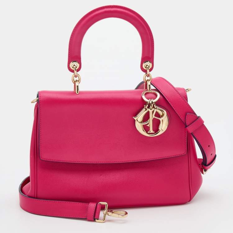 Pre Owned Dior Pink Leather Small Be Dior Flap Top Handle Bag