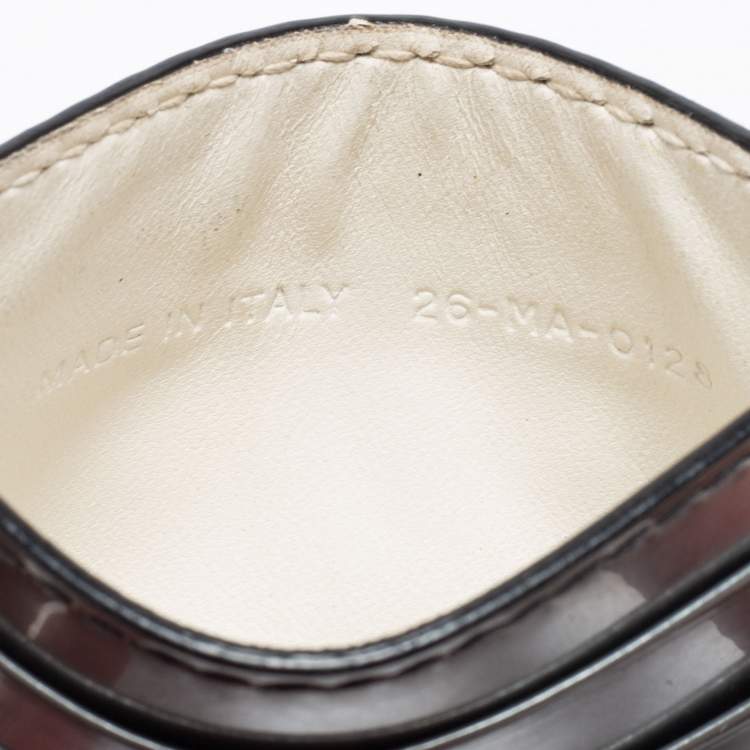 Pre Owned Dior Grey Patent Leather D-Fence Card holder