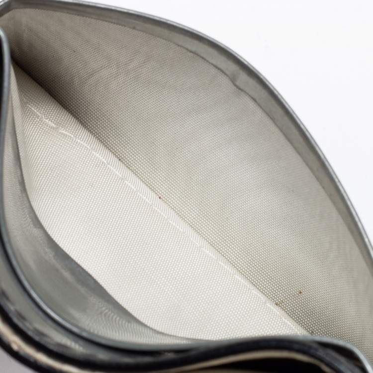 Pre Owned Dior Grey Patent Leather D-Fence Card holder