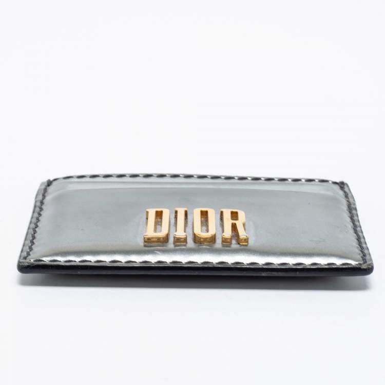 Pre Owned Dior Grey Patent Leather D-Fence Card holder