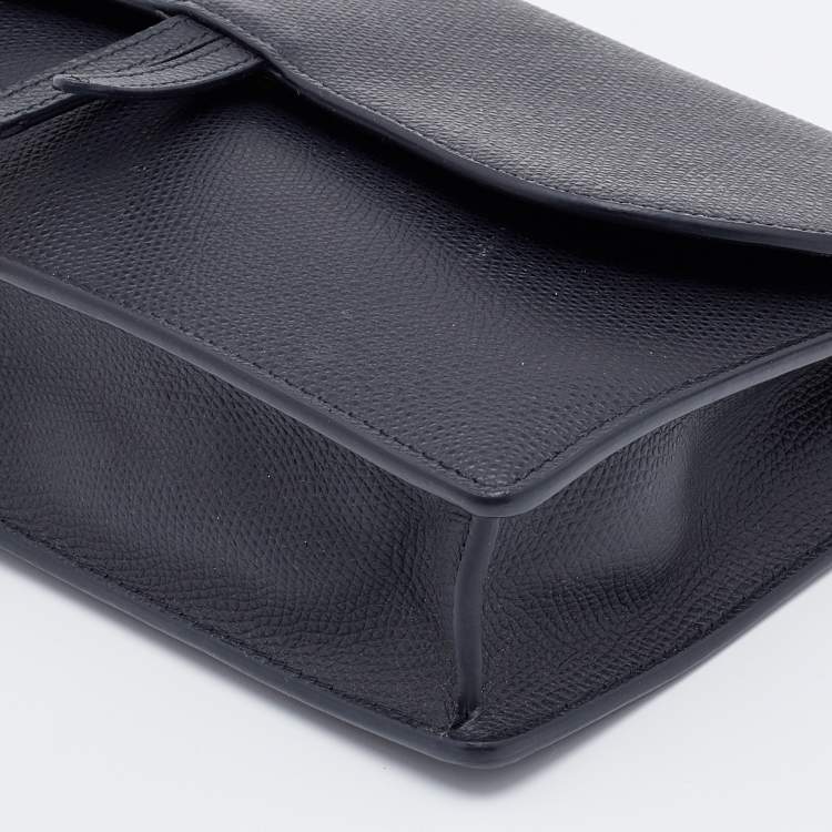 Pre Owned Dior Black Grained Leather Saddle Chain Pouch