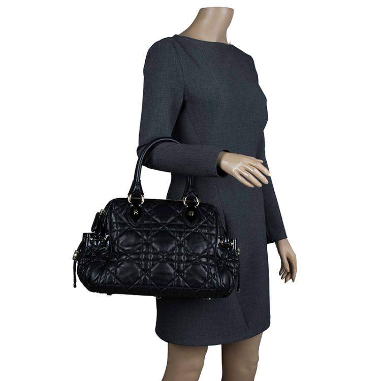 Pre Owned Dior Black Cannage Quilted Leather Satchel