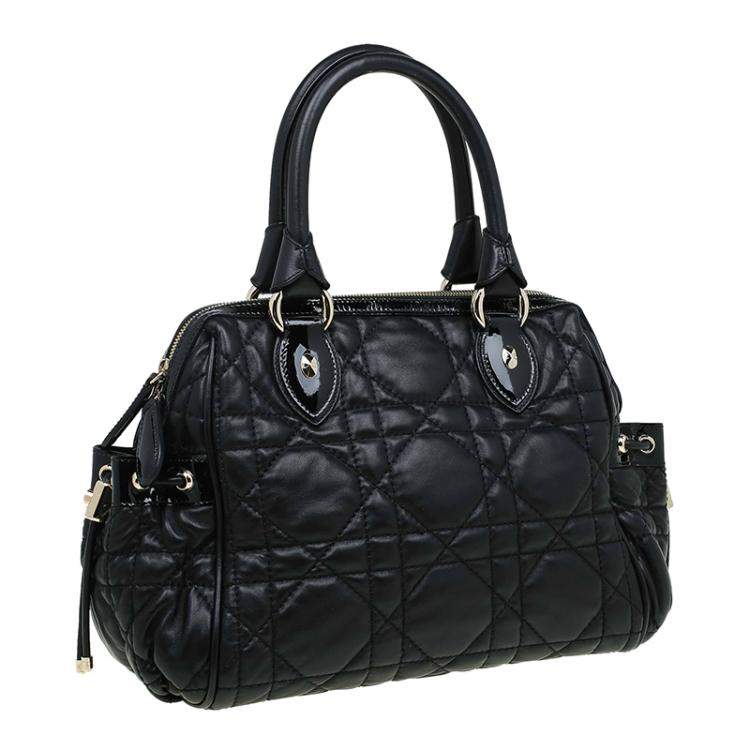 Pre Owned Dior Black Cannage Quilted Leather Satchel