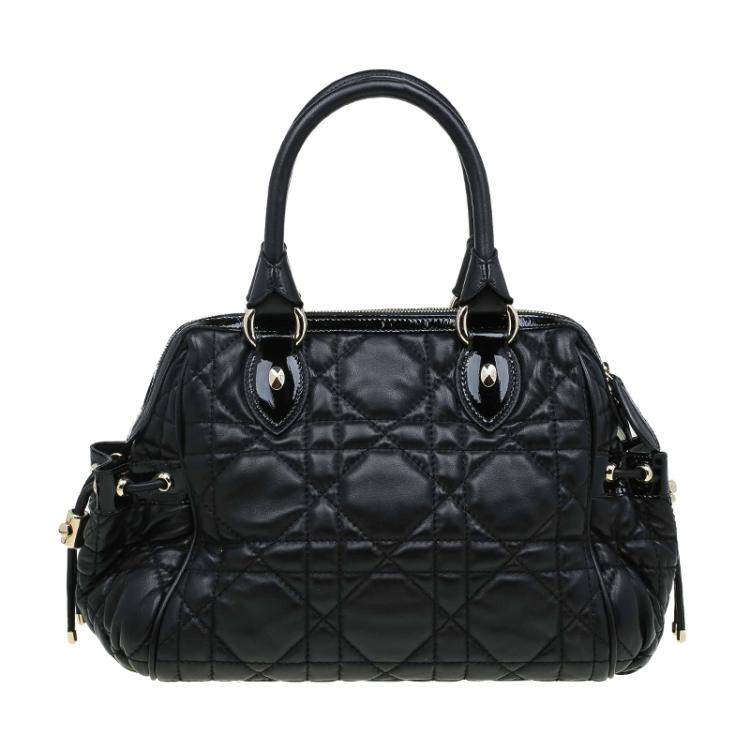 Pre Owned Dior Black Cannage Quilted Leather Satchel