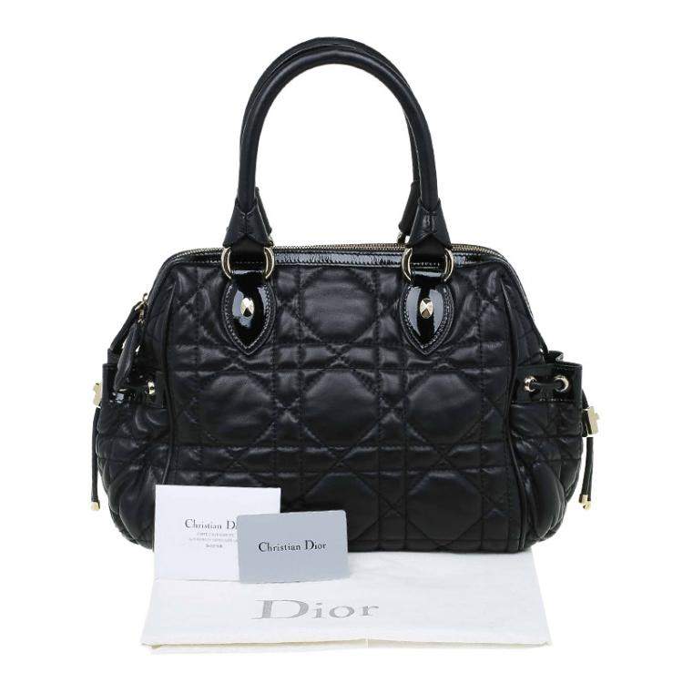 Pre Owned Dior Black Cannage Quilted Leather Satchel