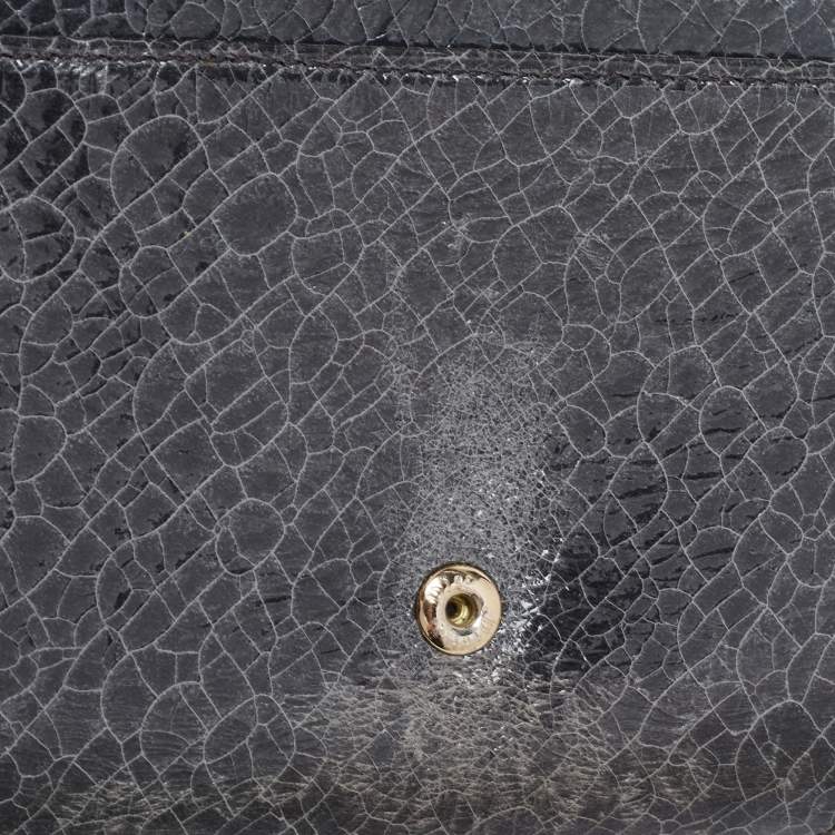 Pre Owned Dior Green Crackle Leather Diorama Wallet On Chain