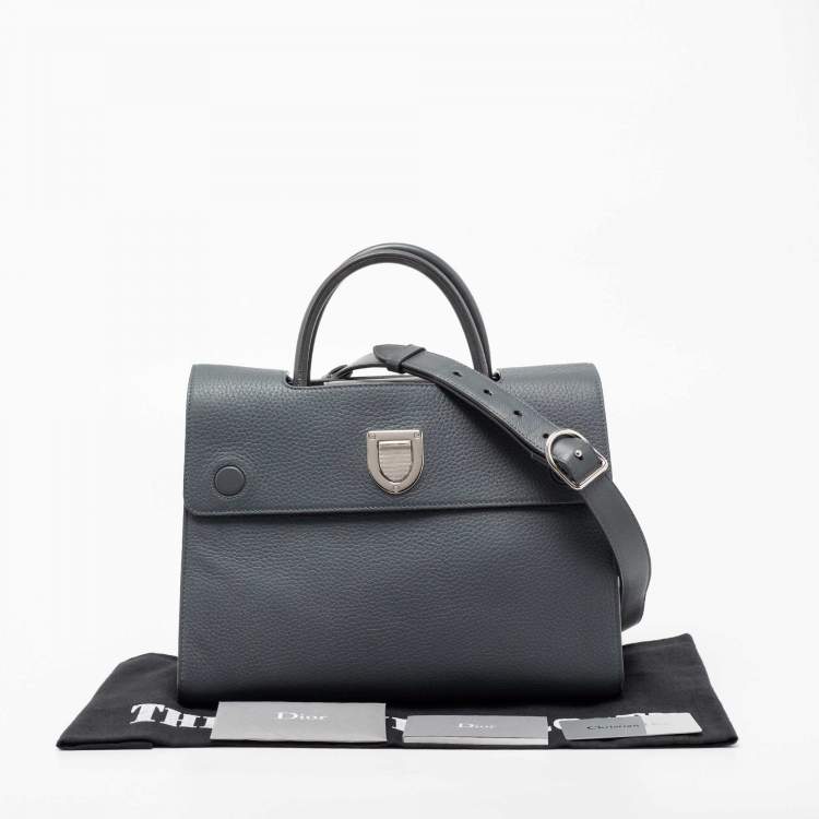 Pre Owned Dior Grey Leather Medium Diorever Top Handle Bag