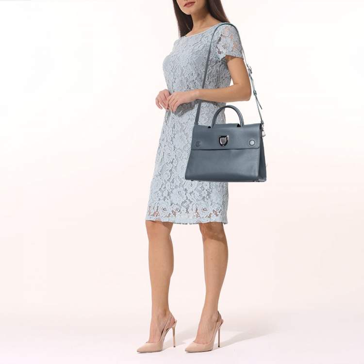 Pre Owned Dior Grey Leather Medium Diorever Top Handle Bag