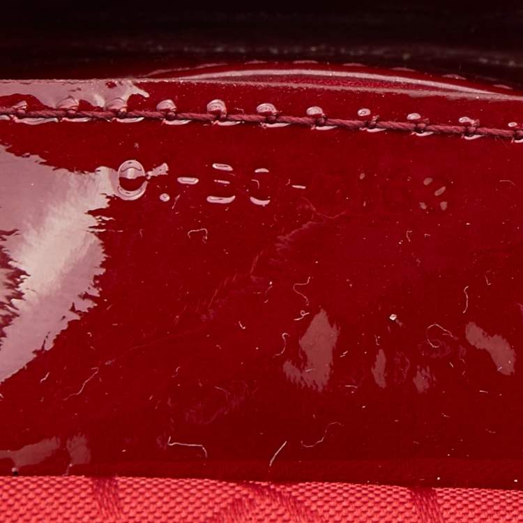 Pre Owned Dior Red Cannage Patent Leather Large Lady Dior Tote