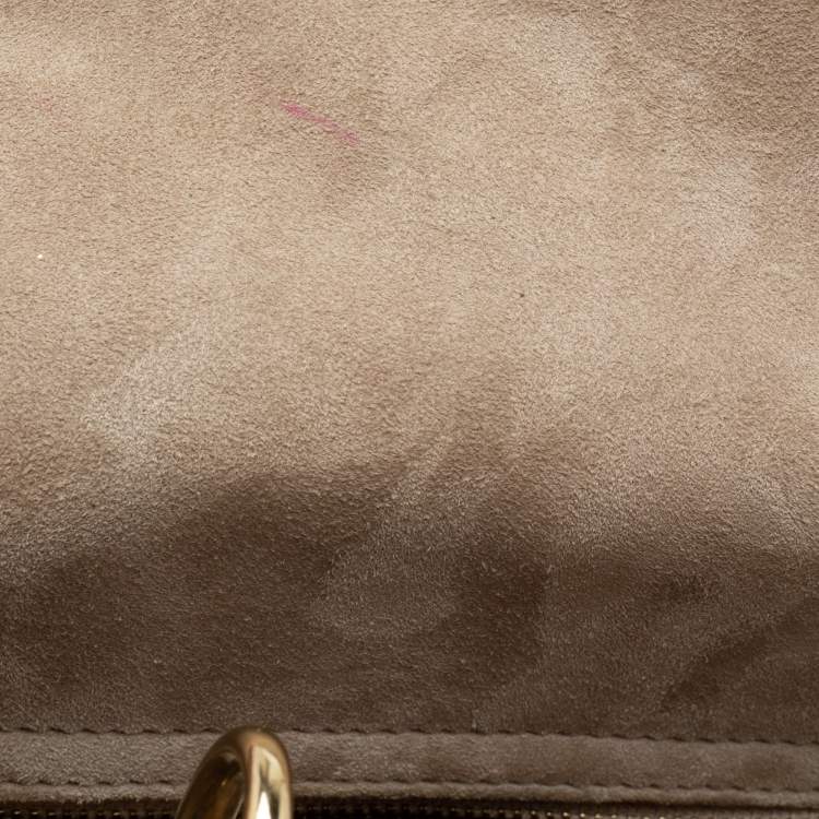 Pre Owned Dior Metallic Gold Python Small Lady Dior Tote
